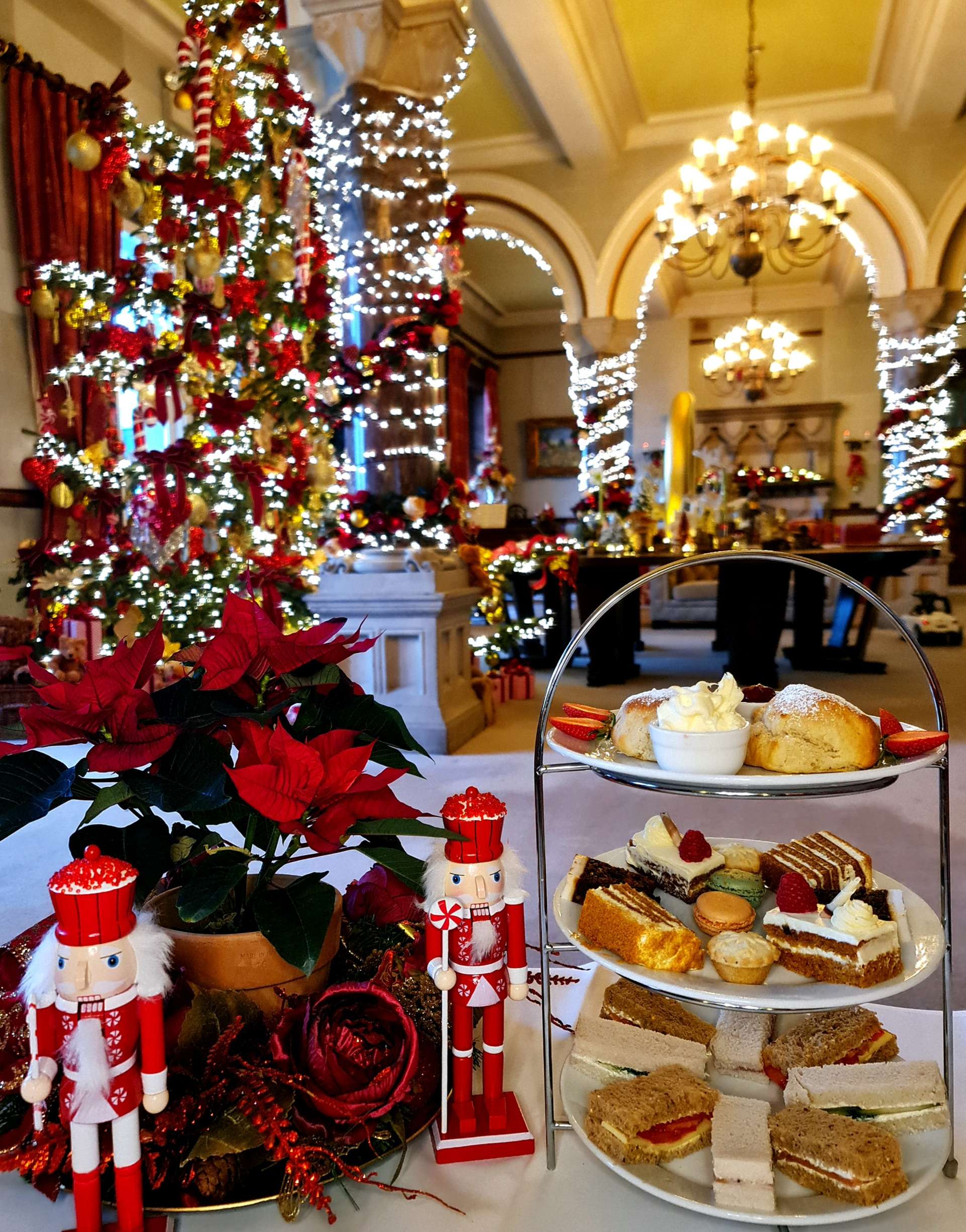 Christmas afternoon tea, Camelot Castle Hotel, Tintagel, Cornwall