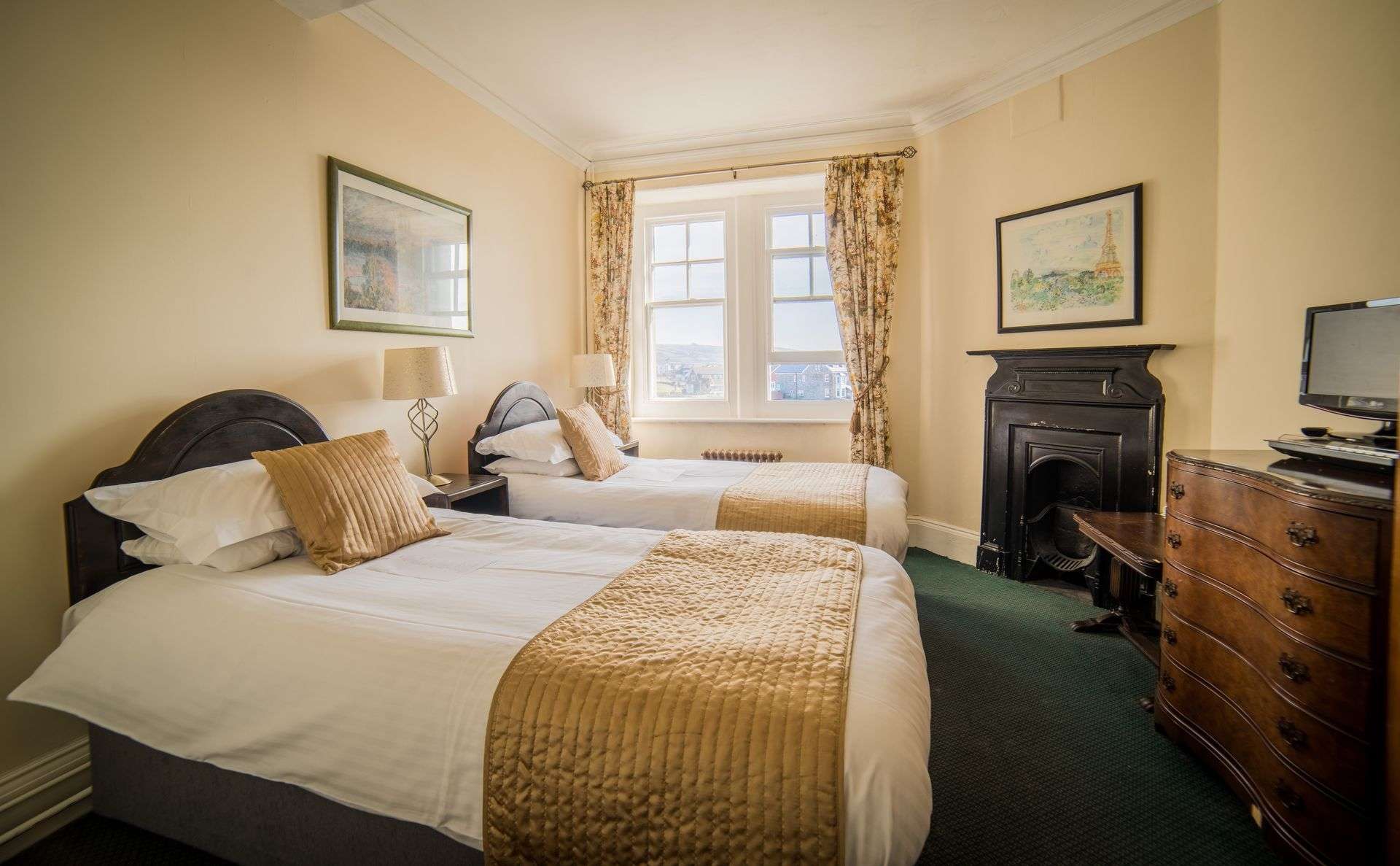 Classic Twin Room with moor view at Camelot Castle Hotel Tintagel