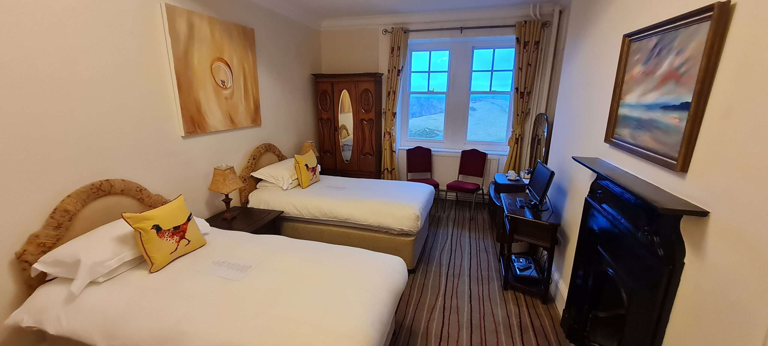 Classic Twin Room with sea view at Camelot Castle Hotel Tintagel