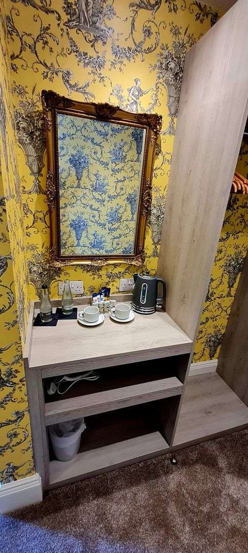 Vanity table and mirror in the North Tower Suite