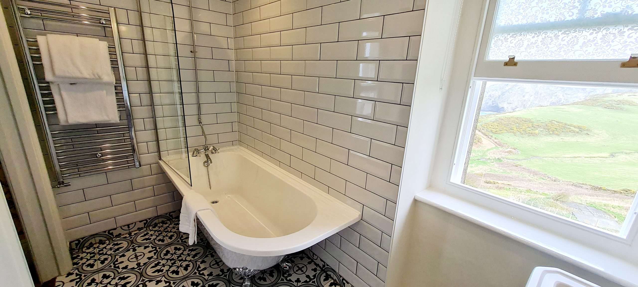 Freestanding bath in the North Tower Suite bathroom
