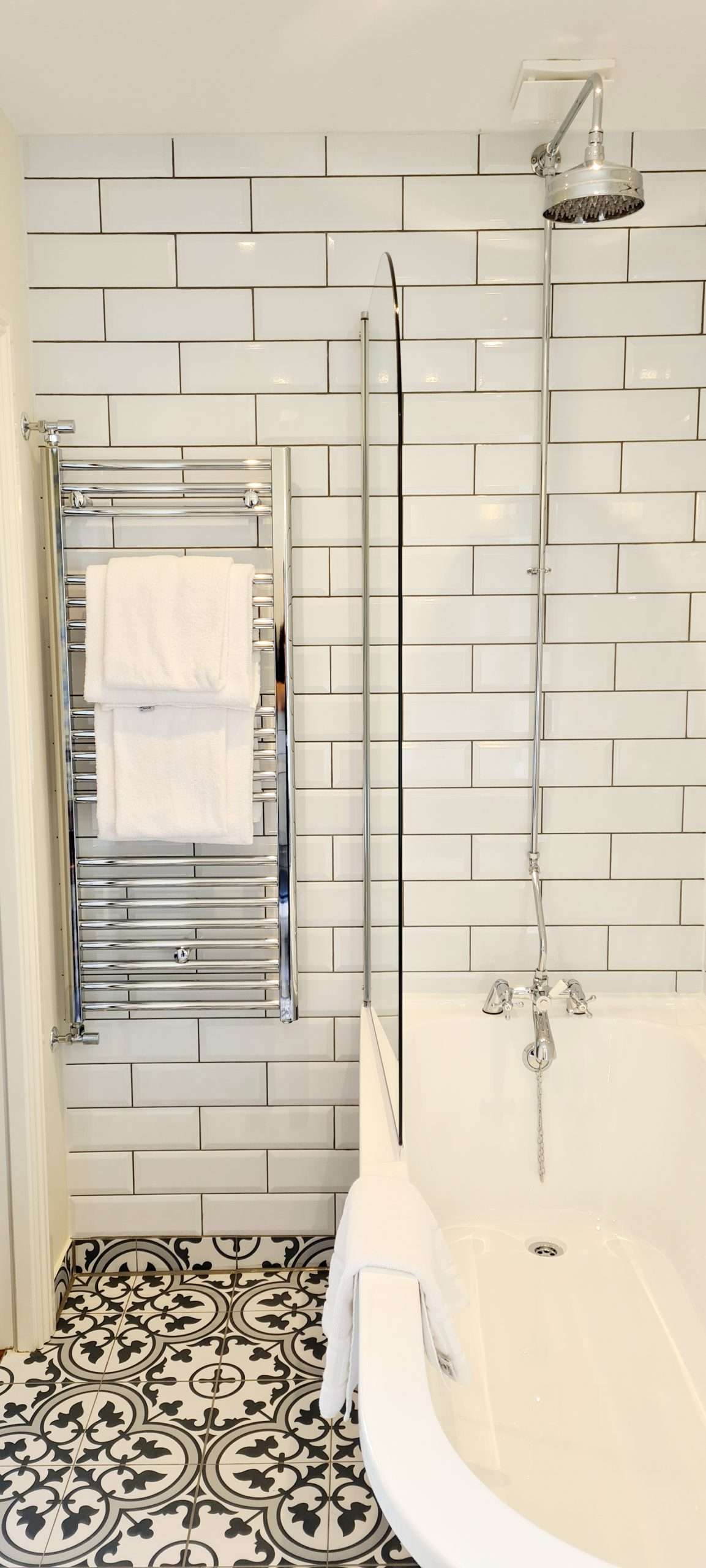 Walk in shower in the North Tower Suite bathroom