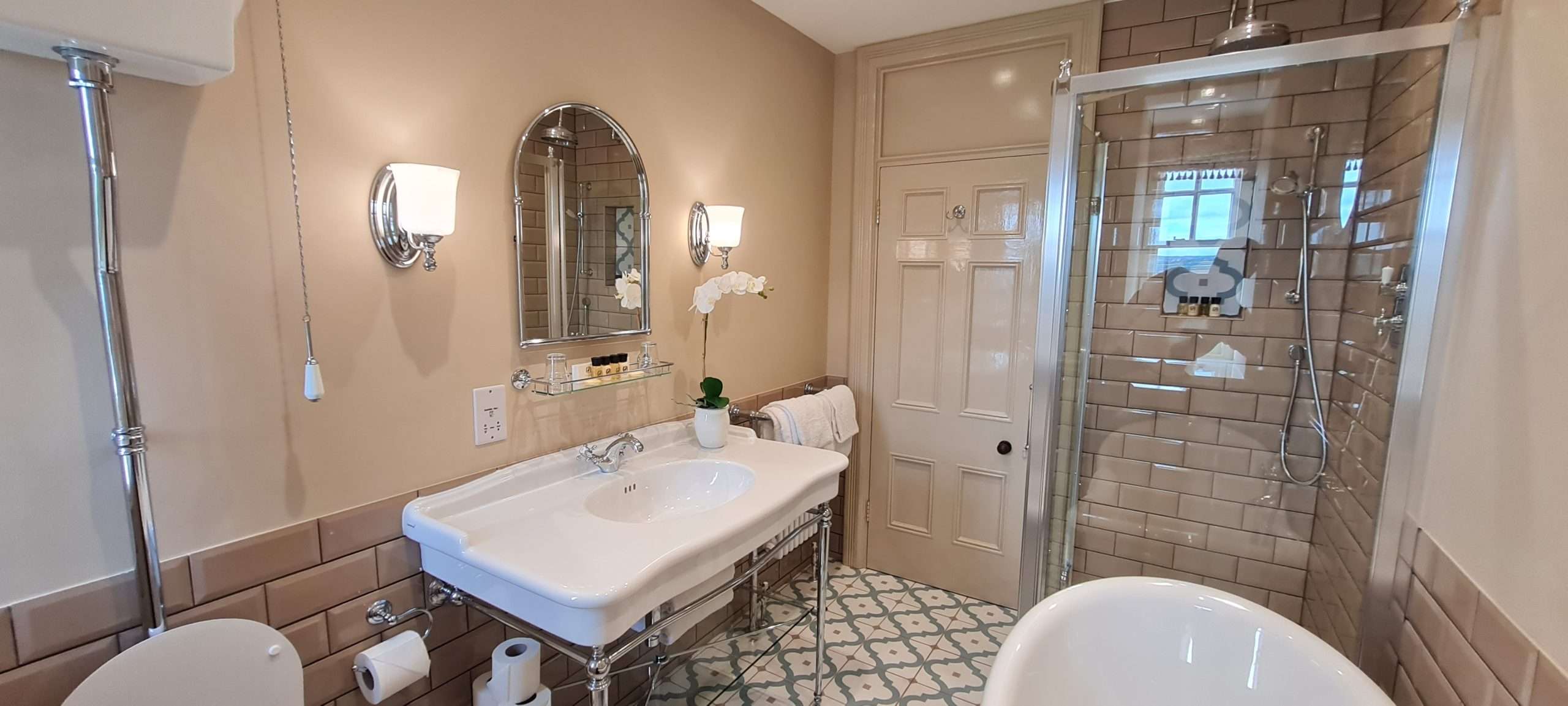 South Tower Junior Suite bathroom with vanity and shower