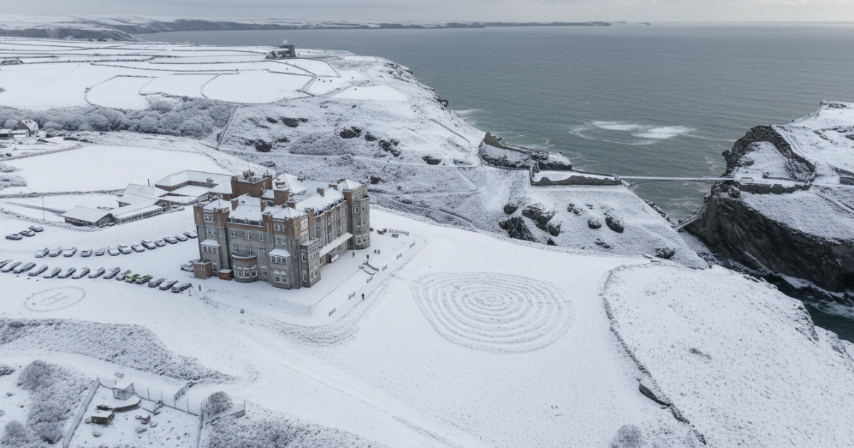 Camelot Castle in the snow